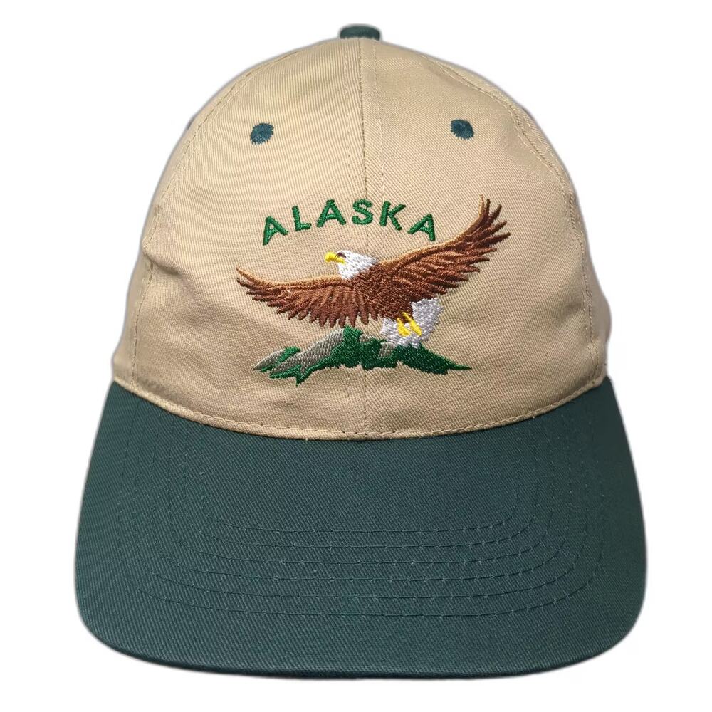 Alaska Shirt Company Baseball Cap Hat Beige Green OS Snapback Embroidered Eagle